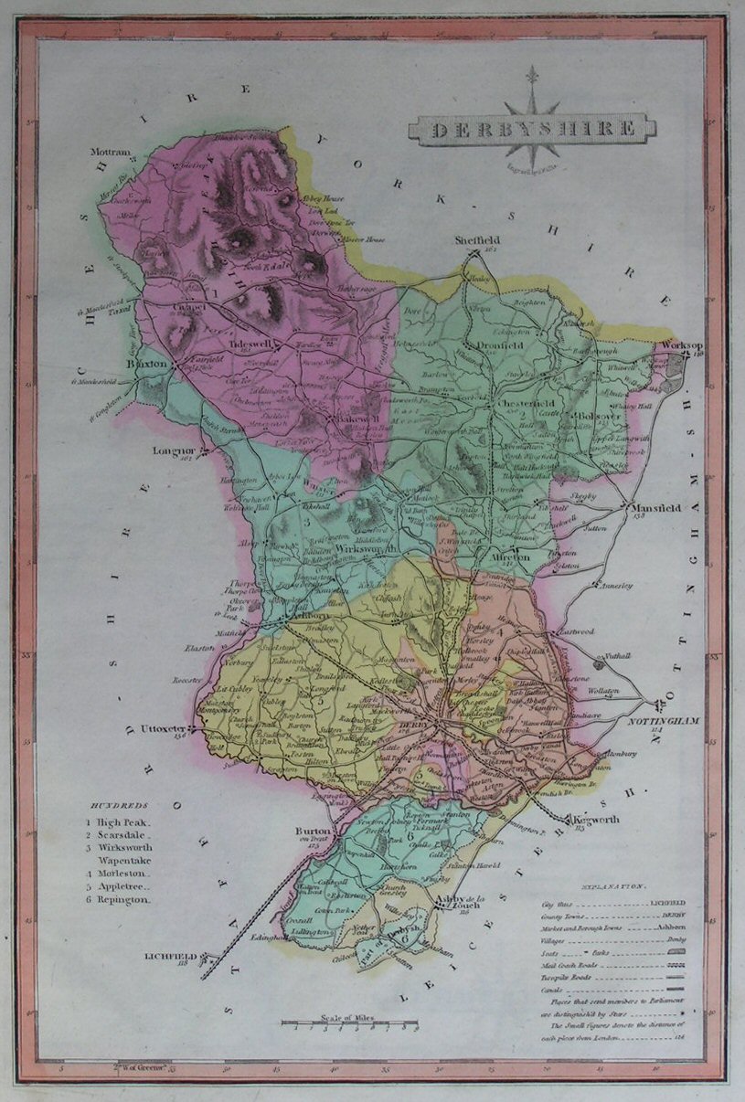 Map of Derbyshire - Wallis